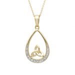 14K Yellow Gold Trinity Knot Diamond Set Pendant 14P688 - Gallery Thumbnail Image