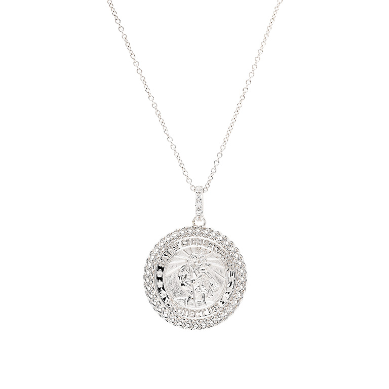 Sterling Silver Celtic Miraculous St. Christopher Medal Necklace longer chain