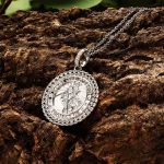 Sterling Silver Celtic Miraculous St. Christopher Medal Necklace on props - Gallery Thumbnail Image