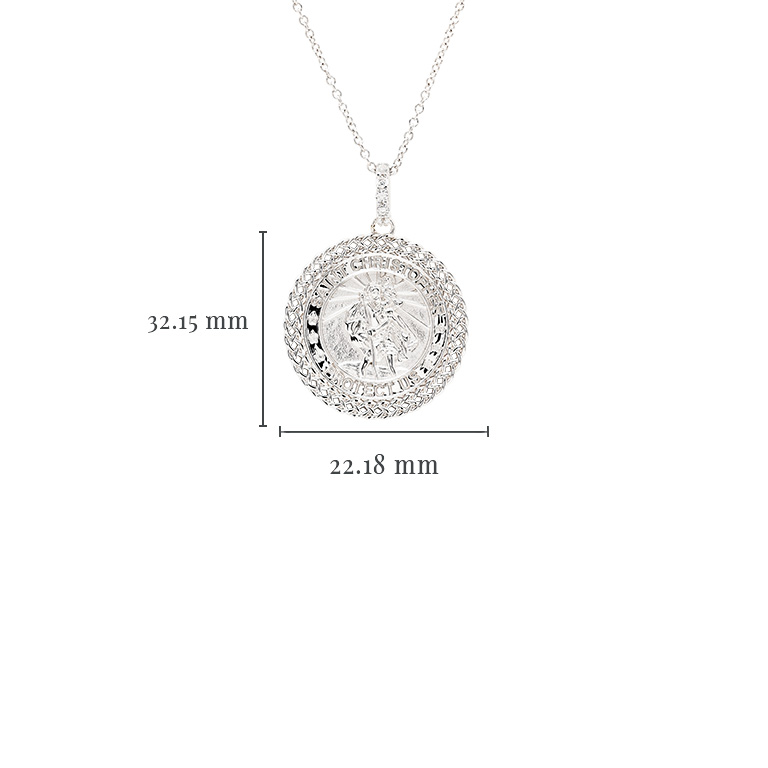 Sterling Silver Celtic Miraculous St. Christopher Medal Necklace with measurements