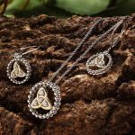 Sterling Silver CZ Trinity Drop Earrings with Gold Plated Detail set - Gallery Thumbnail Image