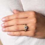 14kt Yellow Gold Round Halo Trinity Knot Mount Only Engagement Ring On Model - Gallery Thumbnail Image