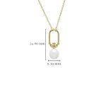 14kt Gold Vermeil Claddagh Pearl Drop Necklace With Measurements - Gallery Thumbnail Image