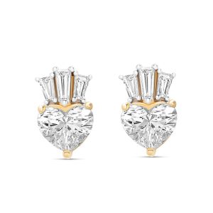 14K Gold Lab-Grown Diamond Claddagh Heart Stud Earrings